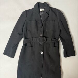 Giorgio Armani Black Belted Wool-Blend Coat